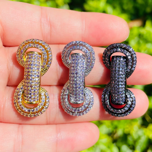 5pcs/lot 31*14.5*8mm Purple CZ Paved Tube Bar Spacers Mix Gold Silver Black CZ Paved Spacers Colorful Zirconia New Spacers Arrivals Tube Bar Centerpieces Charms Beads Beyond