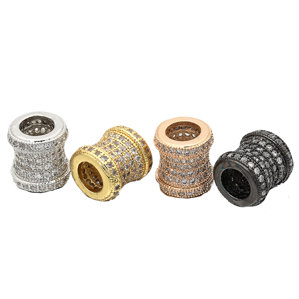 10pcs/lot 8.5*9mm CZ Paved Tube Spacers Mix Colors CZ Paved Spacers Tube Bar Centerpieces Charms Beads Beyond