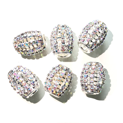 20pcs/lot 18*15mm Clear AB & Multicolor Rhinestone Alloy Olive Spacers Clear AB on Silver Alloy Spacers Colorful Zirconia New Spacers Arrivals Charms Beads Beyond