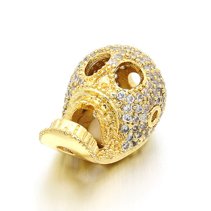 10pcs/lot 11*17mm CZ Paved Skull Centerpiece Spacers Gold CZ Paved Spacers Skull Spacers Charms Beads Beyond