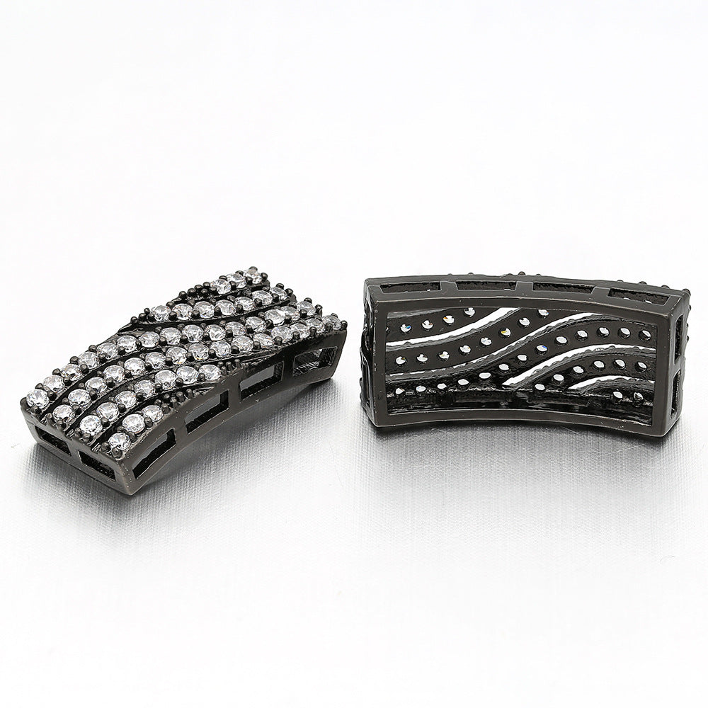 10pcs/lot 21*9mm CZ Paved Curved Rectangle Spacers CZ Paved Spacers Charms Beads Beyond