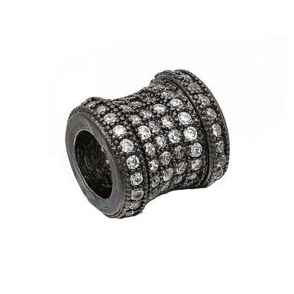 10pcs/lot 8.5*9mm CZ Paved Tube Spacers Black CZ Paved Spacers Tube Bar Centerpieces Charms Beads Beyond