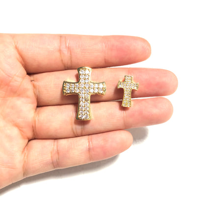 10pcs/lot 24*19mm CZ Paved Big Cross Centerpiece Spacers CZ Paved Spacers Cross Spacers Charms Beads Beyond