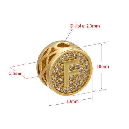 10-26pcs/lot 10mm CZ Pave Initial Alphabet Letters Round Spacers-Gold & Silver CZ Paved Spacers Cubic Beads Initials & Numbers Charms Beads Beyond