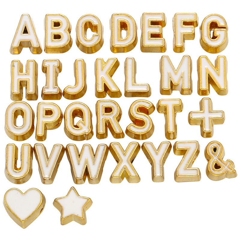 29pcs/lot 7*6mm Colorful CZ Paved Initial Alphabet Letter Spacers White Enamel Charms Colorful Zirconia Charms Beads Beyond