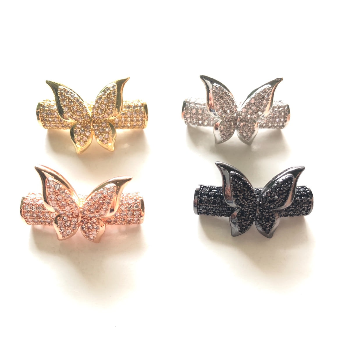 10pcs/lot 26*6mm CZ Paved Butterfly Tube Bar Spacers CZ Paved Spacers New Spacers Arrivals Tube Bar Centerpieces Charms Beads Beyond