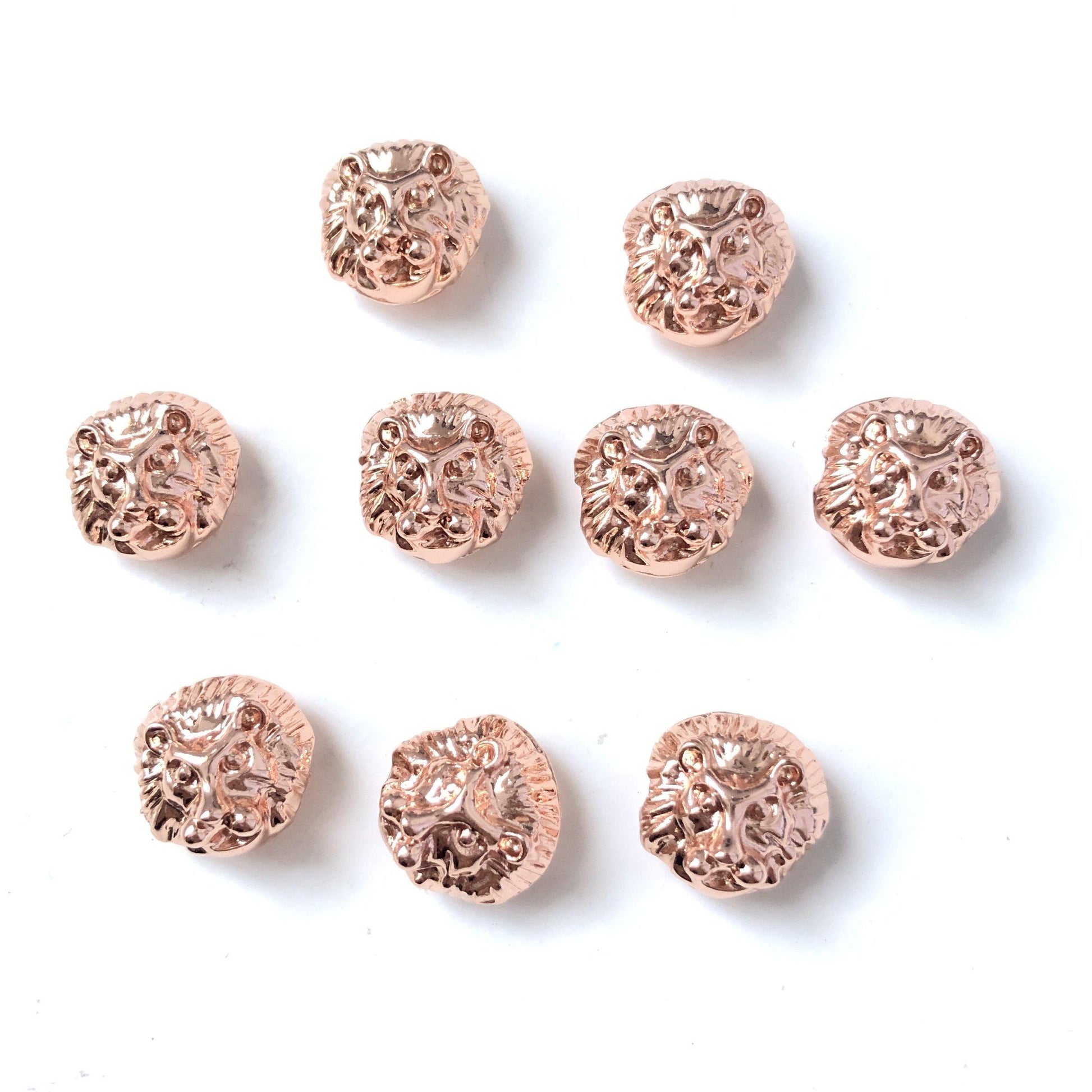 10-20pcs/lot Gold Plated Copper Lion Spacers Rose Gold CZ Paved Spacers Animal Spacers Charms Beads Beyond