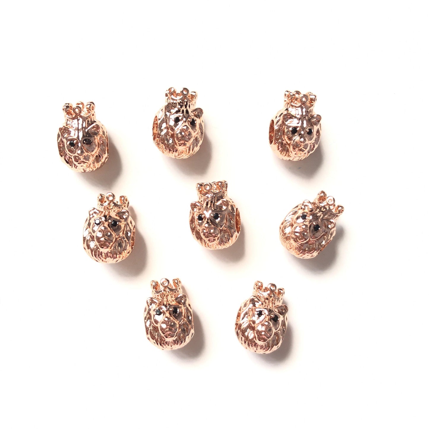 10-20pcs Gold Plated Copper Crown Lion King Spacers Rose Gold CZ Paved Spacers Animal Spacers Charms Beads Beyond