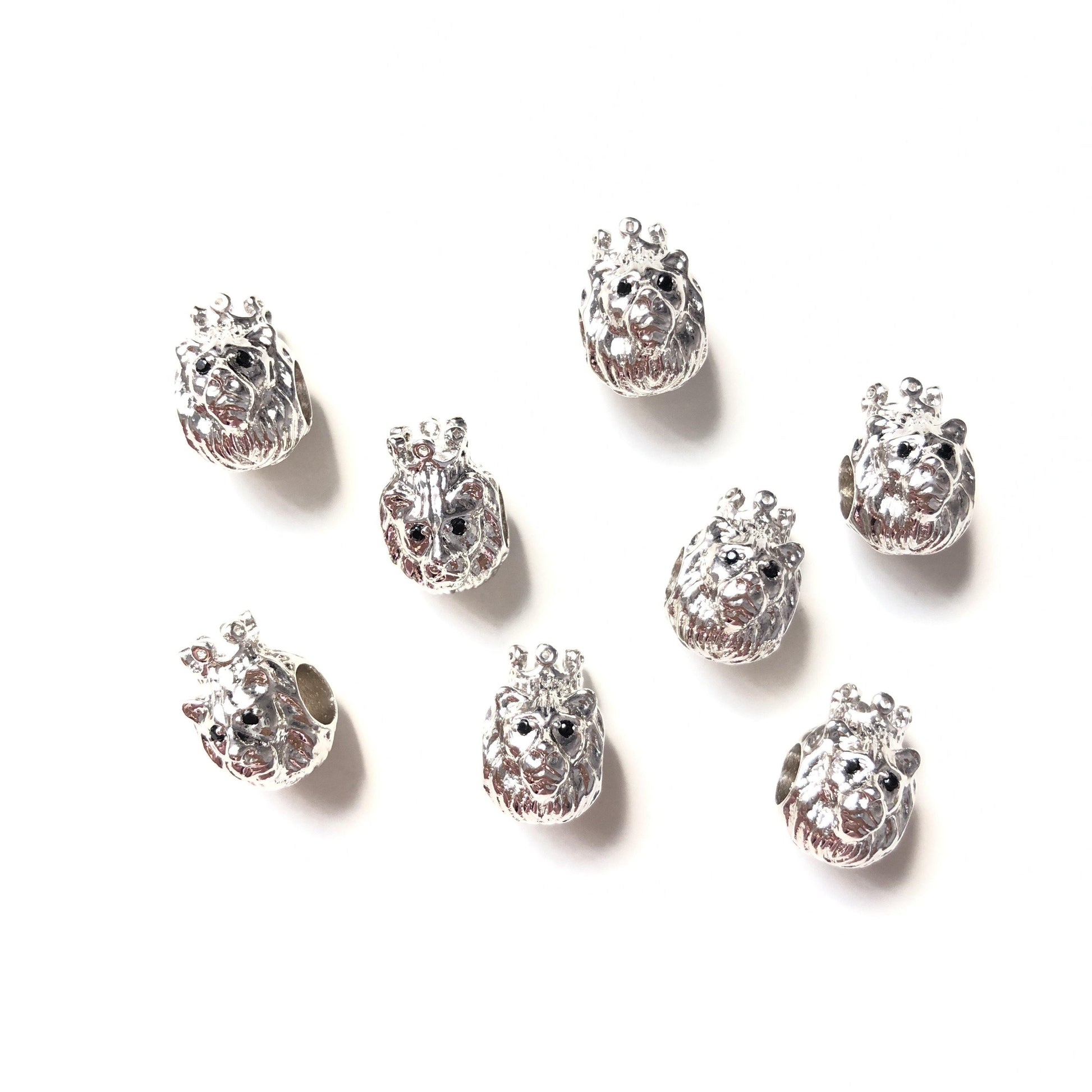 10-20pcs Gold Plated Copper Crown Lion King Spacers Silver CZ Paved Spacers Animal Spacers Charms Beads Beyond