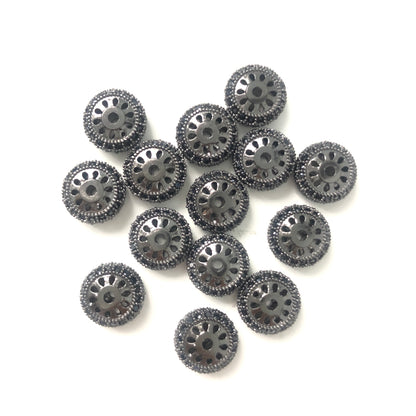 20pcs/lot 9.1*4.5mm CZ Paved Wheel Rondelle Spacers Black on Black CZ Paved Spacers Rondelle Beads Charms Beads Beyond