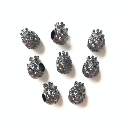 10-20pcs Gold Plated Copper Crown Lion King Spacers Black CZ Paved Spacers Animal Spacers Charms Beads Beyond
