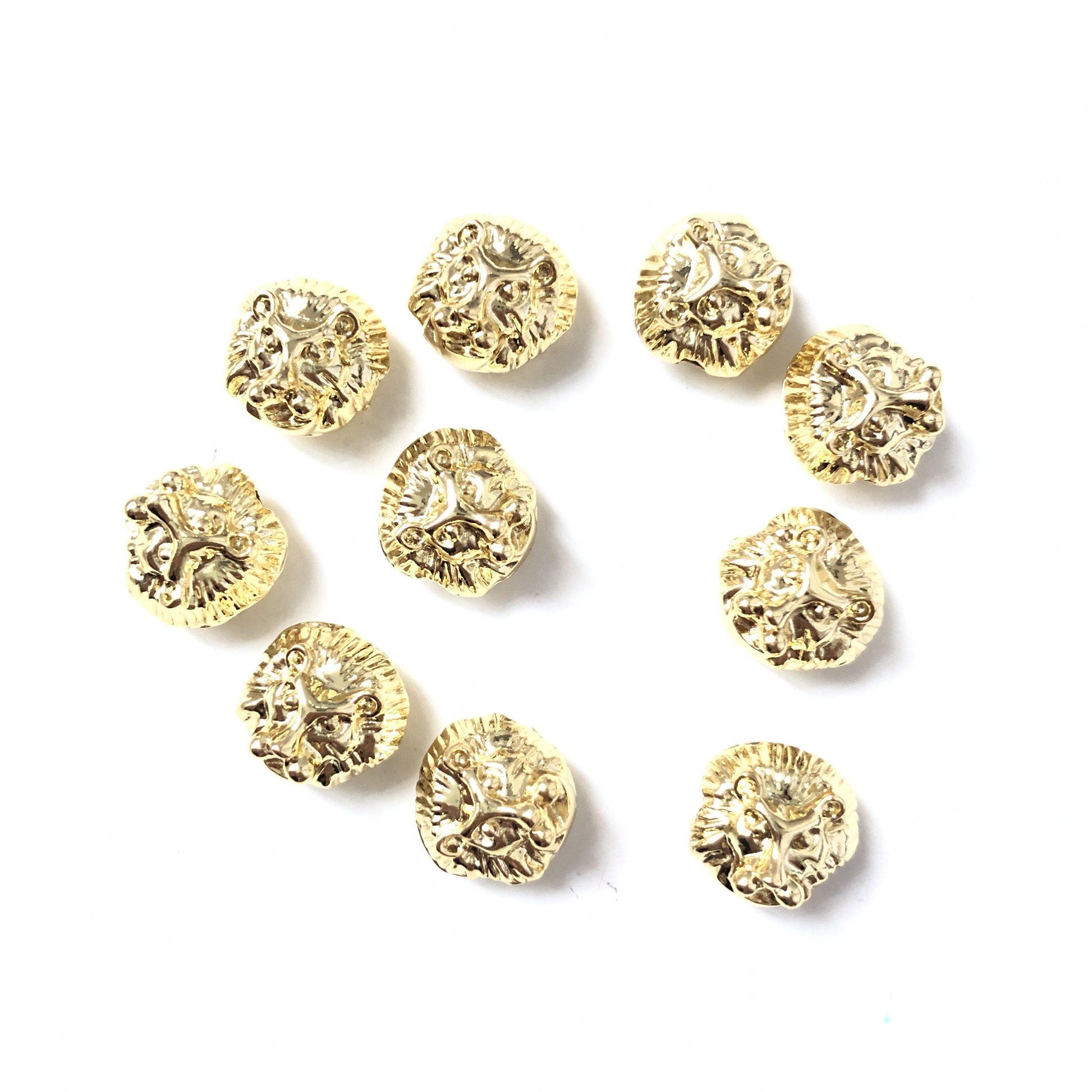 10-20pcs/lot Gold Plated Copper Lion Spacers Gold CZ Paved Spacers Animal Spacers Charms Beads Beyond