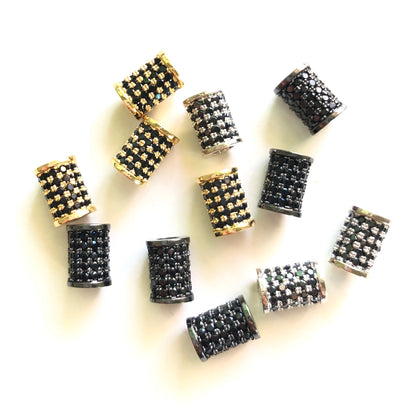 20pcs/lot 10*7mm Black CZ Paved Tube Spacers Mix Colors CZ Paved Spacers Tube Bar Centerpieces Charms Beads Beyond