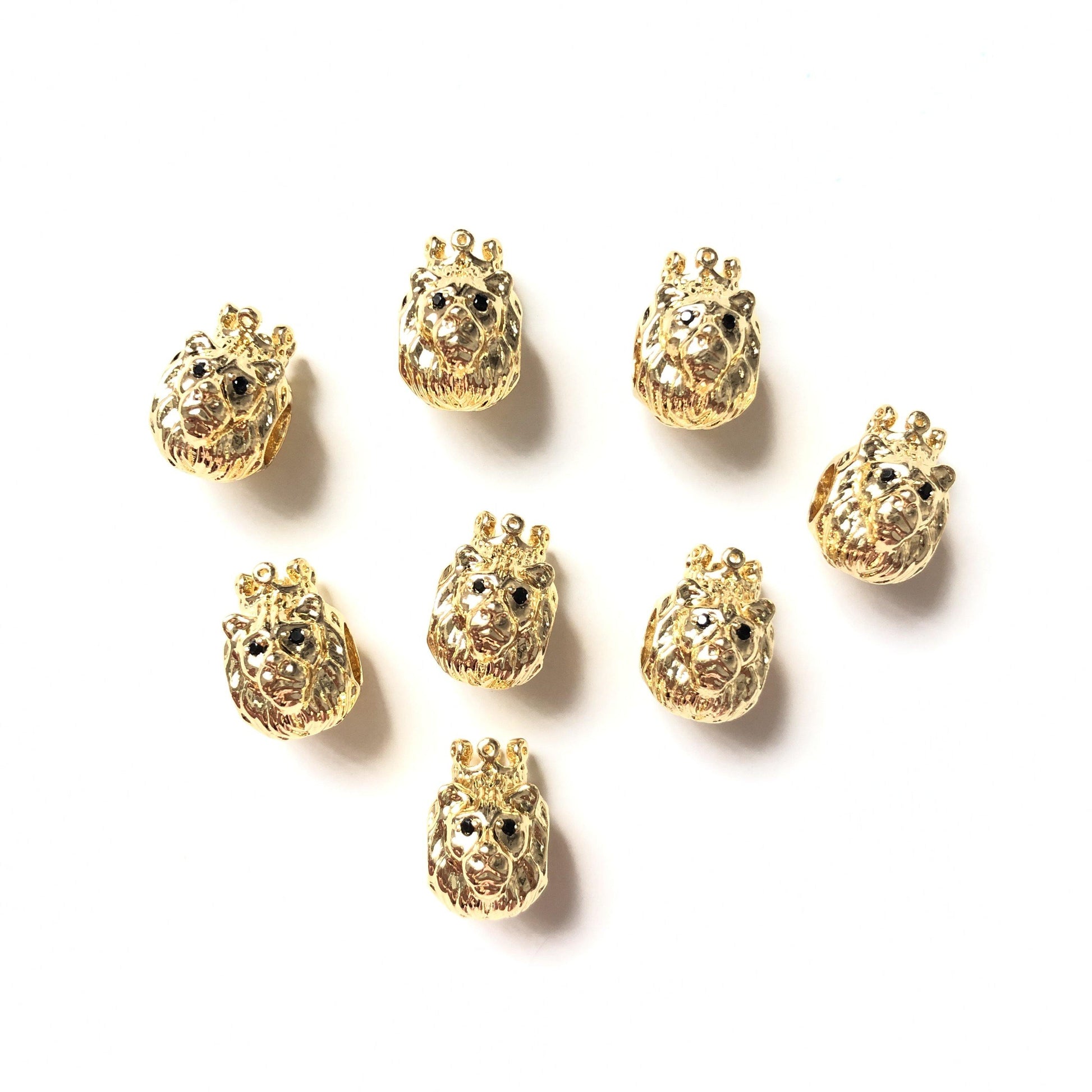 10-20pcs Gold Plated Copper Crown Lion King Spacers Gold CZ Paved Spacers Animal Spacers Charms Beads Beyond