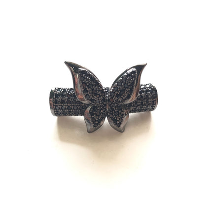 10pcs/lot 26*6mm CZ Paved Butterfly Tube Bar Spacers Black on Black CZ Paved Spacers New Spacers Arrivals Tube Bar Centerpieces Charms Beads Beyond