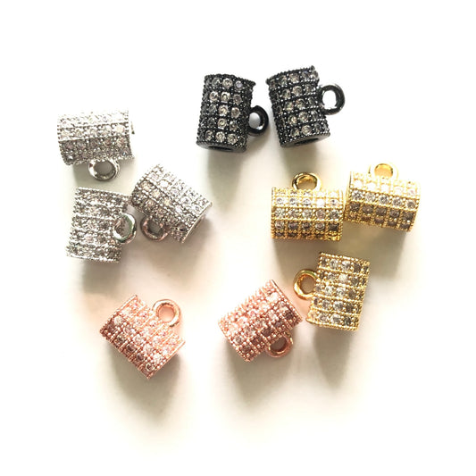 20pcs/lot 7.2*5.5mm CZ Paved Bail Spacers Mix Color CZ Paved Spacers Bail Beads Charms Beads Beyond