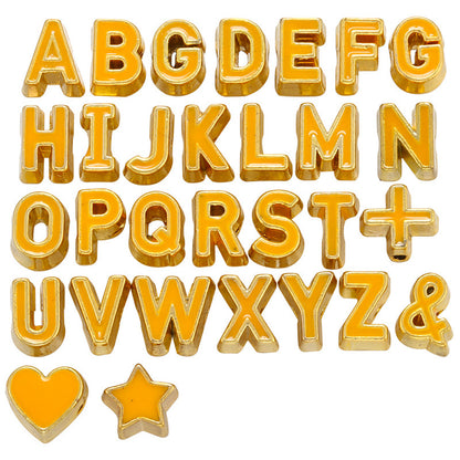 29pcs/lot 7*6mm Colorful CZ Paved Initial Alphabet Letter Spacers Yellow Enamel Charms Colorful Zirconia Charms Beads Beyond