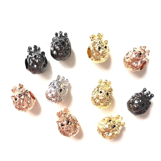 10-20pcs Gold Plated Copper Crown Lion King Spacers Mix Colors CZ Paved Spacers Animal Spacers Charms Beads Beyond