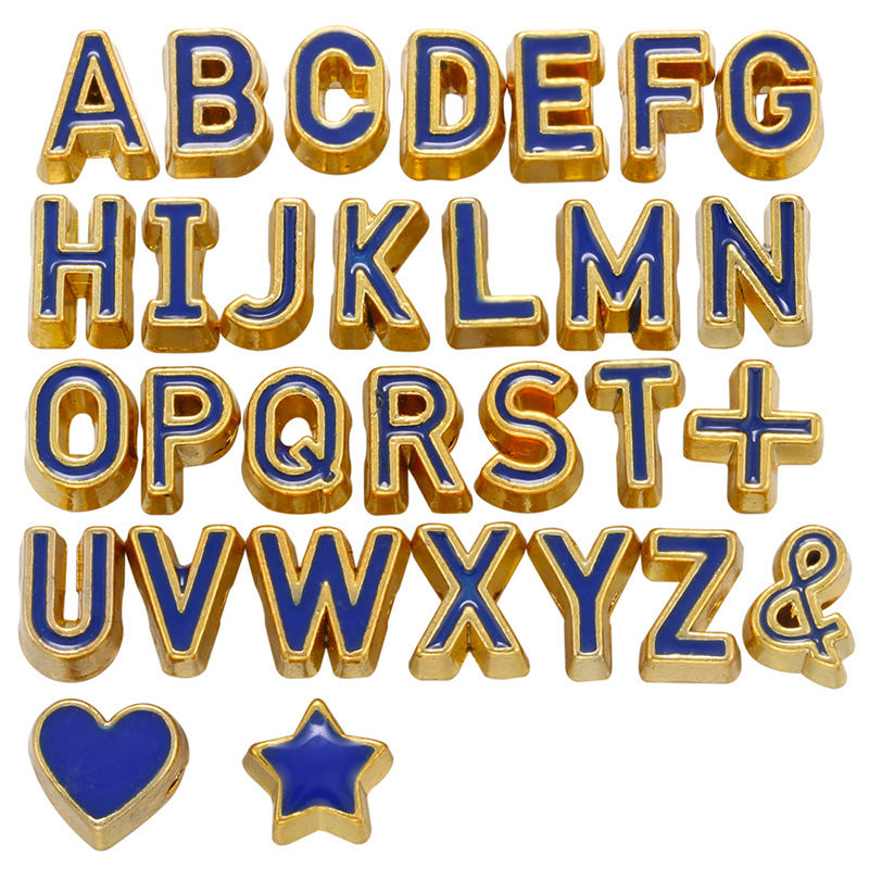 29pcs/lot 7*6mm Colorful CZ Paved Initial Alphabet Letter Spacers Navy Blue Enamel Charms Colorful Zirconia Charms Beads Beyond