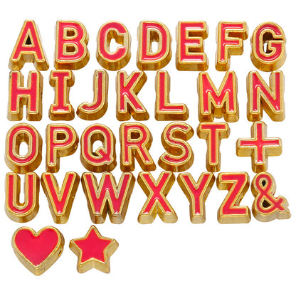 29pcs/lot 7*6mm Colorful CZ Paved Initial Alphabet Letter Spacers Red Enamel Charms Colorful Zirconia Charms Beads Beyond