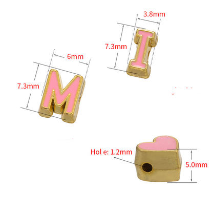 29pcs/lot 7*6mm Colorful CZ Paved Initial Alphabet Letter Spacers Enamel Charms Colorful Zirconia Charms Beads Beyond
