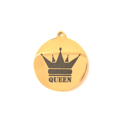 10pcs/lot 20mm Queen Crown Laser Engraved Stainless Steel Charm Gold Stainless Steel Charms On Sale Charms Beads Beyond