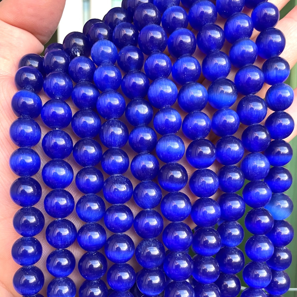 2 Strands/Lot 10mm Natural Navy Blue Cat's Eye Opal Stone Round Beads Stone Beads Cat's Eye Beads New Beads Arrivals Charms Beads Beyond