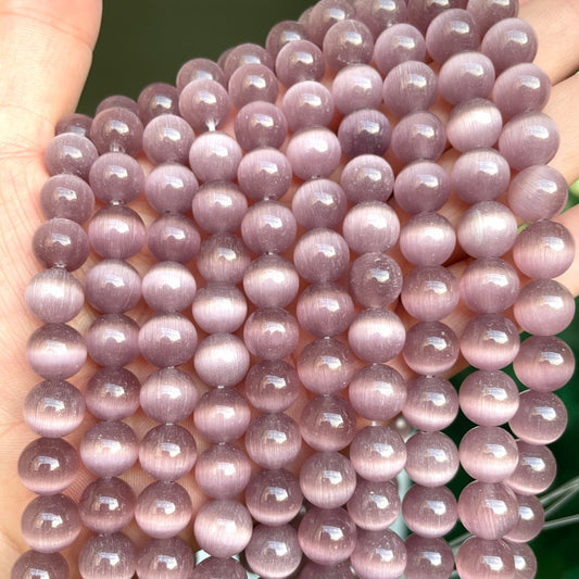 2 Strands/Lot 10mm Natural Light Purple Cat's Eye Opal Stone Round Beads Stone Beads Cat's Eye Beads New Beads Arrivals Charms Beads Beyond