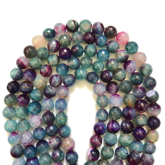 2 Strands/lot 12mm Blue Purple Faceted Agate Stone Beads Stone Beads 12mm Stone Beads Faceted Agate Beads Charms Beads Beyond
