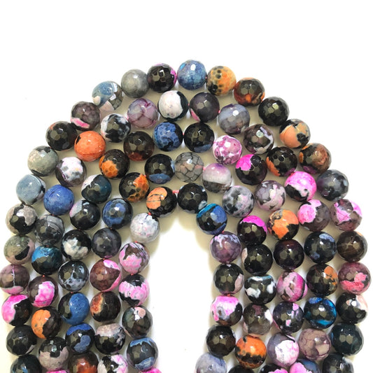 2 Strands/lot 12mm Multicolor Fire Faceted Agate Stone Beads Stone Beads 12mm Stone Beads Faceted Agate Beads New Beads Arrivals Charms Beads Beyond