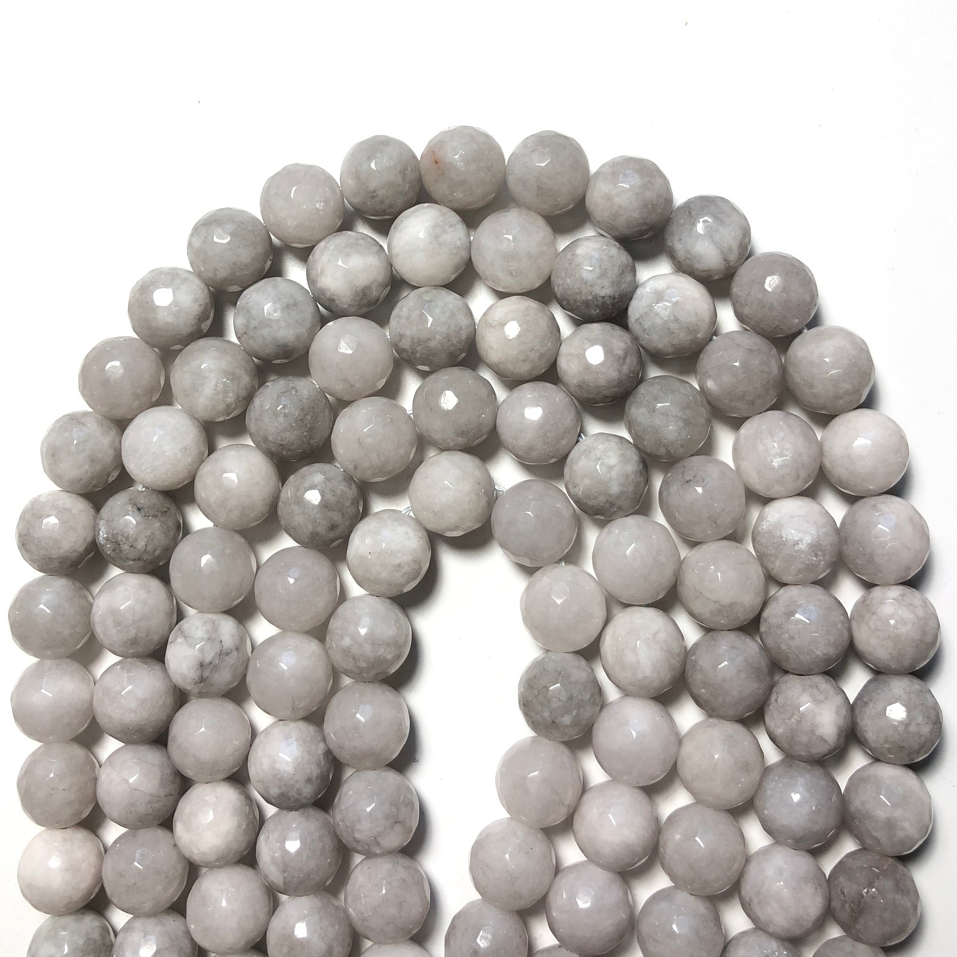 2 Strands/lot 12mm Light Gray Faceted Jade Stone Beads Stone Beads 12mm Stone Beads Faceted Jade Beads New Beads Arrivals Charms Beads Beyond