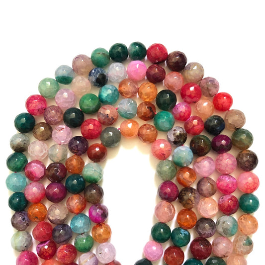 2 Strands/lot 10mm Multicolor Dragon Agate Faceted Stone Beads Stone Beads Faceted Agate Beads Charms Beads Beyond