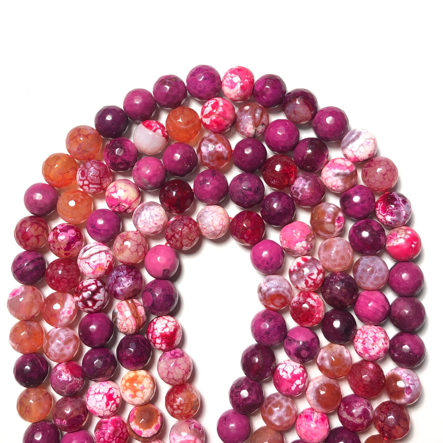 2 Strands/lot 12mm Fuchsia Faceted Fire Agate Stone Beads Stone Beads 12mm Stone Beads Breast Cancer Awareness Faceted Agate Beads New Beads Arrivals Charms Beads Beyond