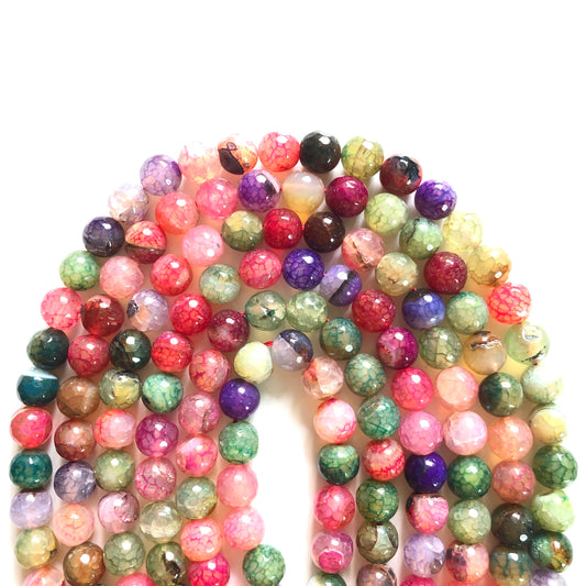 2 Strands/lot 10mm Multicolor Dragon Agate Faceted Stone Beads Stone Beads Faceted Agate Beads Charms Beads Beyond