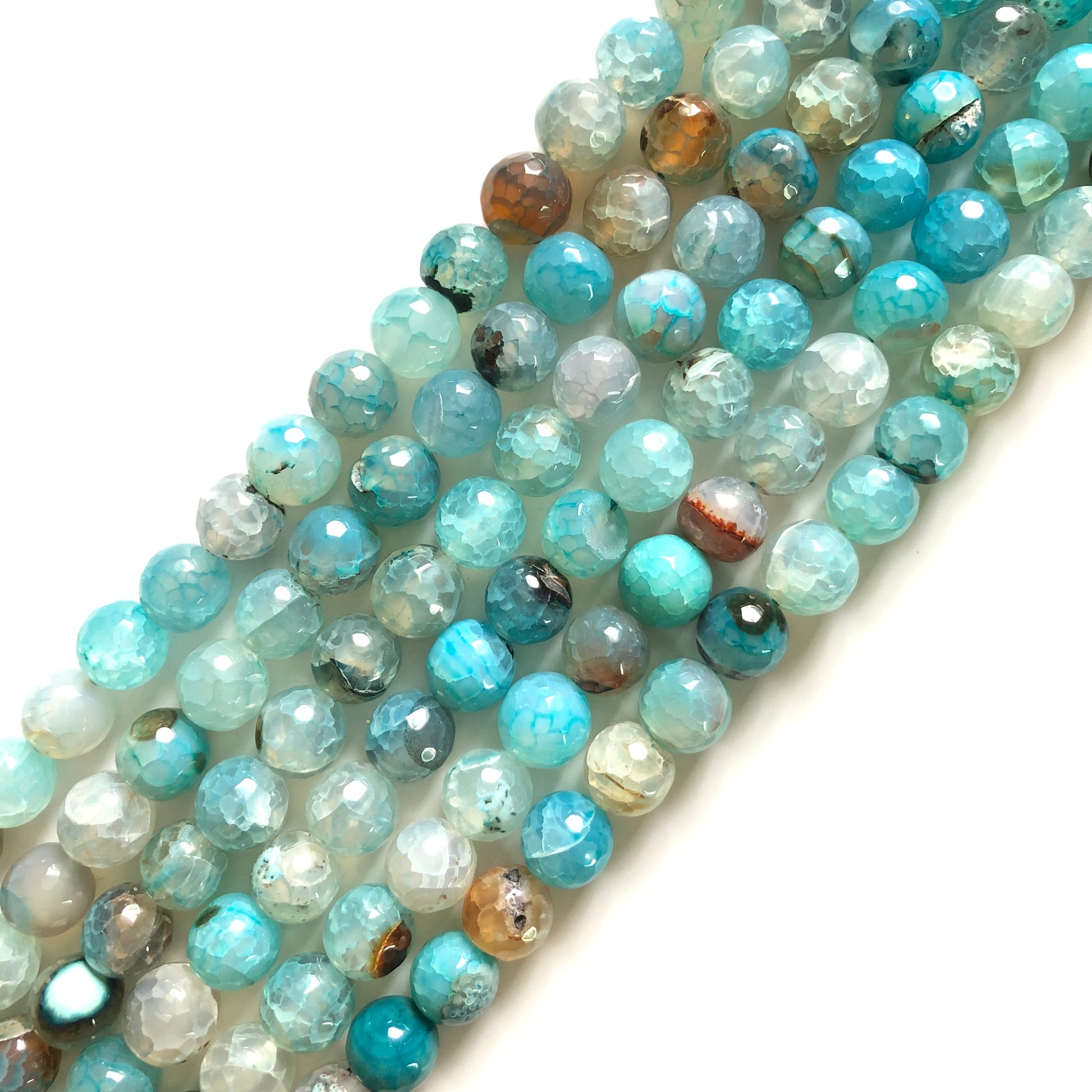 2 Strands/lot 8/10/12mm Light Blue Dragon Agate Faceted Stone Beads Stone Beads 12mm Stone Beads 8mm Stone Beads Faceted Agate Beads Charms Beads Beyond