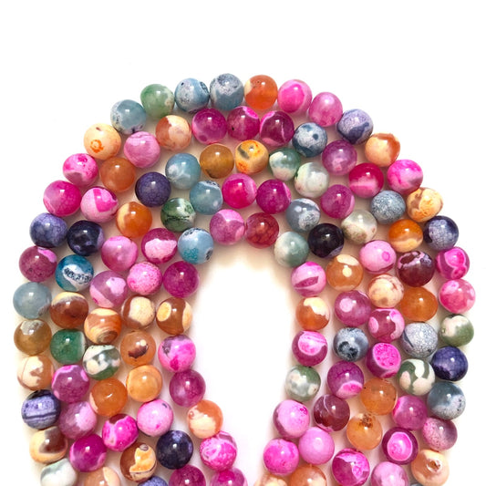 2 Strands/lot 10mm Multicolor Round Fire Agate Stone Beads Stone Beads New Beads Arrivals Round Agate Beads Charms Beads Beyond