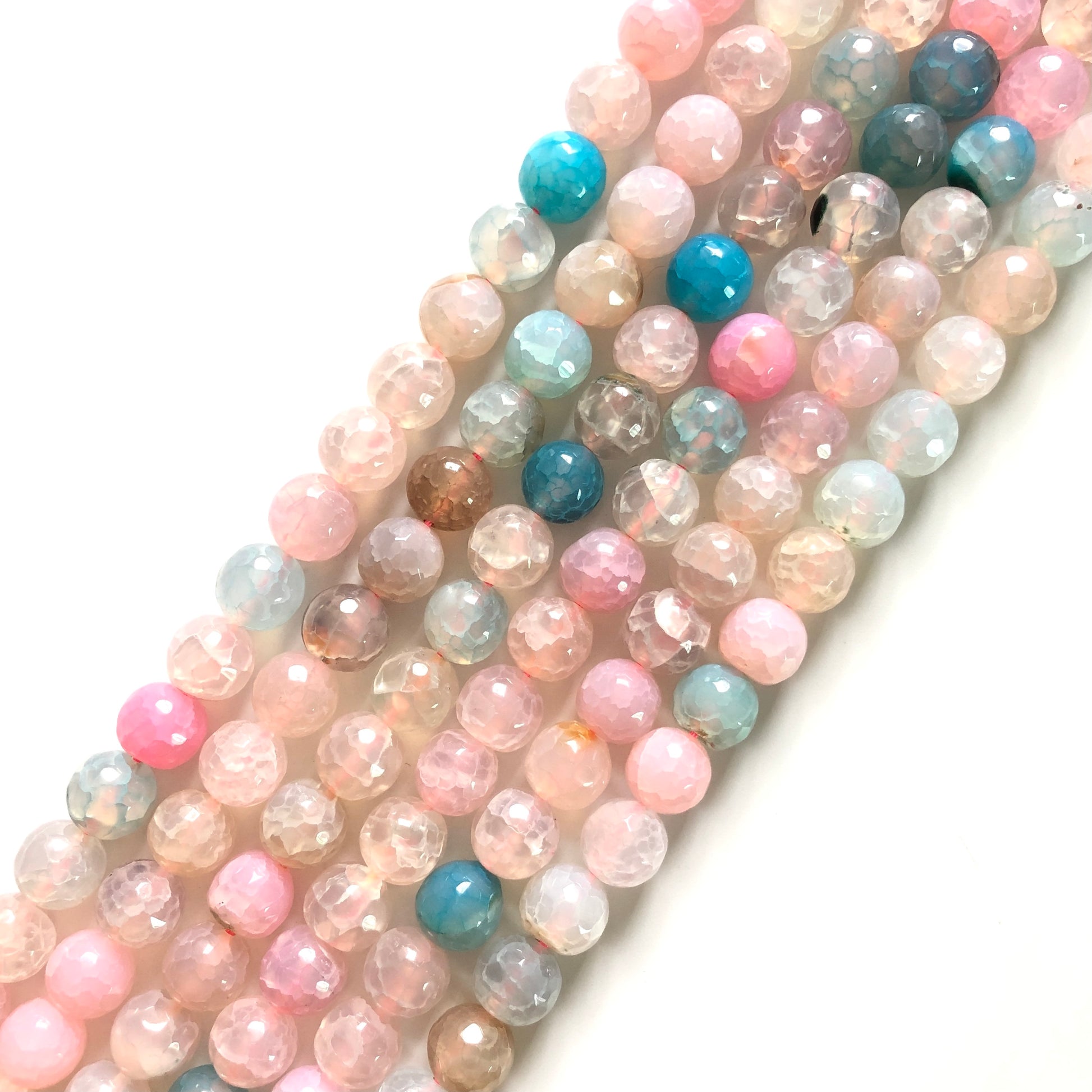 2 Strands/lot 10mm Light Pink Dragon Agate Faceted Stone Beads Stone Beads Faceted Agate Beads Charms Beads Beyond