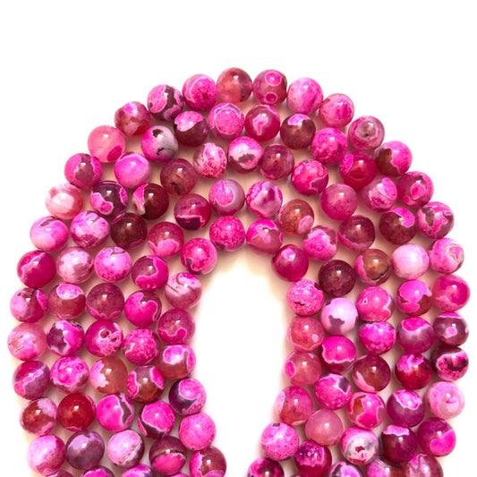 2 Strands/lot 10mm Fuchsia /Hot Pink Round Fire Agate Stone Beads Stone Beads Breast Cancer Awareness New Beads Arrivals Round Agate Beads Charms Beads Beyond