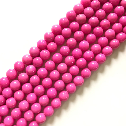 2 Strands/lot 6mm, 10mm Hot Pink Jade Round Stone Beads 10mm Stone Beads Breast Cancer Awareness Round Jade Beads Charms Beads Beyond