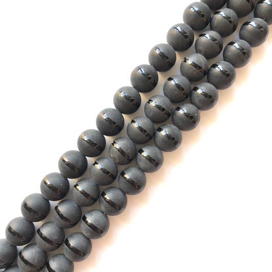 10mm Matte One Line Black Tibetan Agate Stone Beads Stone Beads Tibetan Beads Charms Beads Beyond
