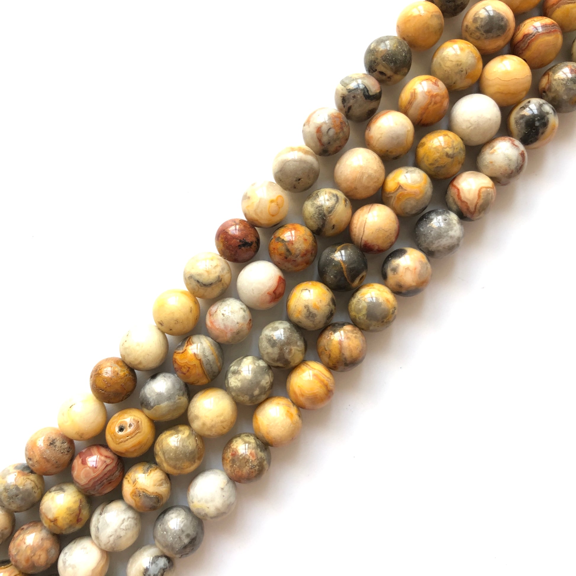 2 Strands/lot 10mm Round Yellow Crazy Agate Stone Beads Stone Beads Other Stone Beads Charms Beads Beyond