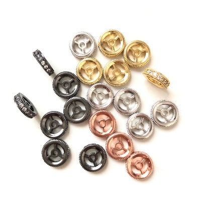 30pcs/lot 9.6*2.5mm CZ Paved Wheel Rondelle Spacers CZ Paved Spacers Rondelle Beads Charms Beads Beyond