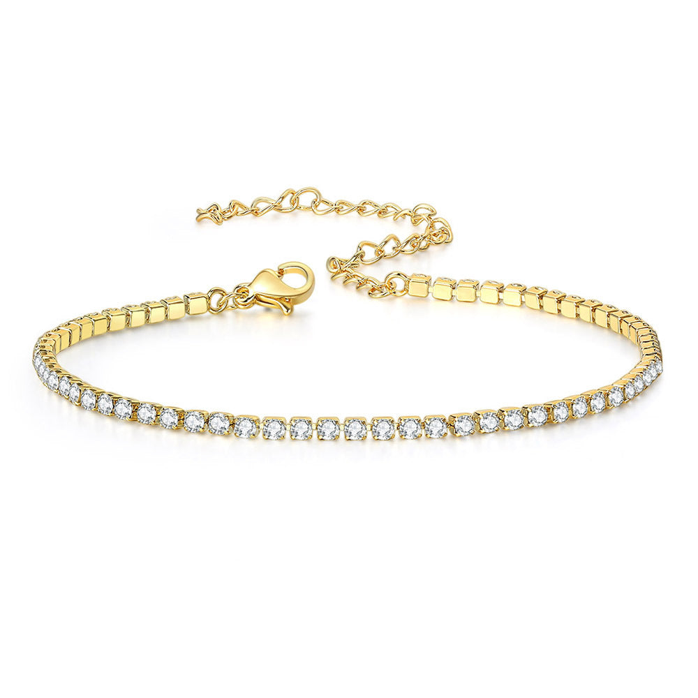 10pcs/lot Gold Plated 2.5 & 4 mm CZ Paved Adjustable Tennis Anklet 2.5mm CZ Gold Women Bracelets Charms Beads Beyond