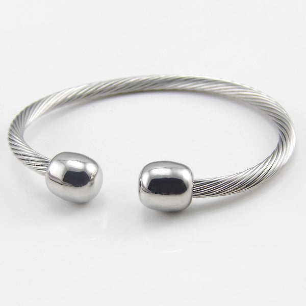 5pcs/lot Stainless Steel Open Bangle for Women Silver Women Bracelets Charms Beads Beyond