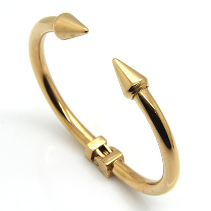 5pcs/lot Stainless Steel Double Nail Bangle for Women Gold-5pcs Women Bracelets Charms Beads Beyond