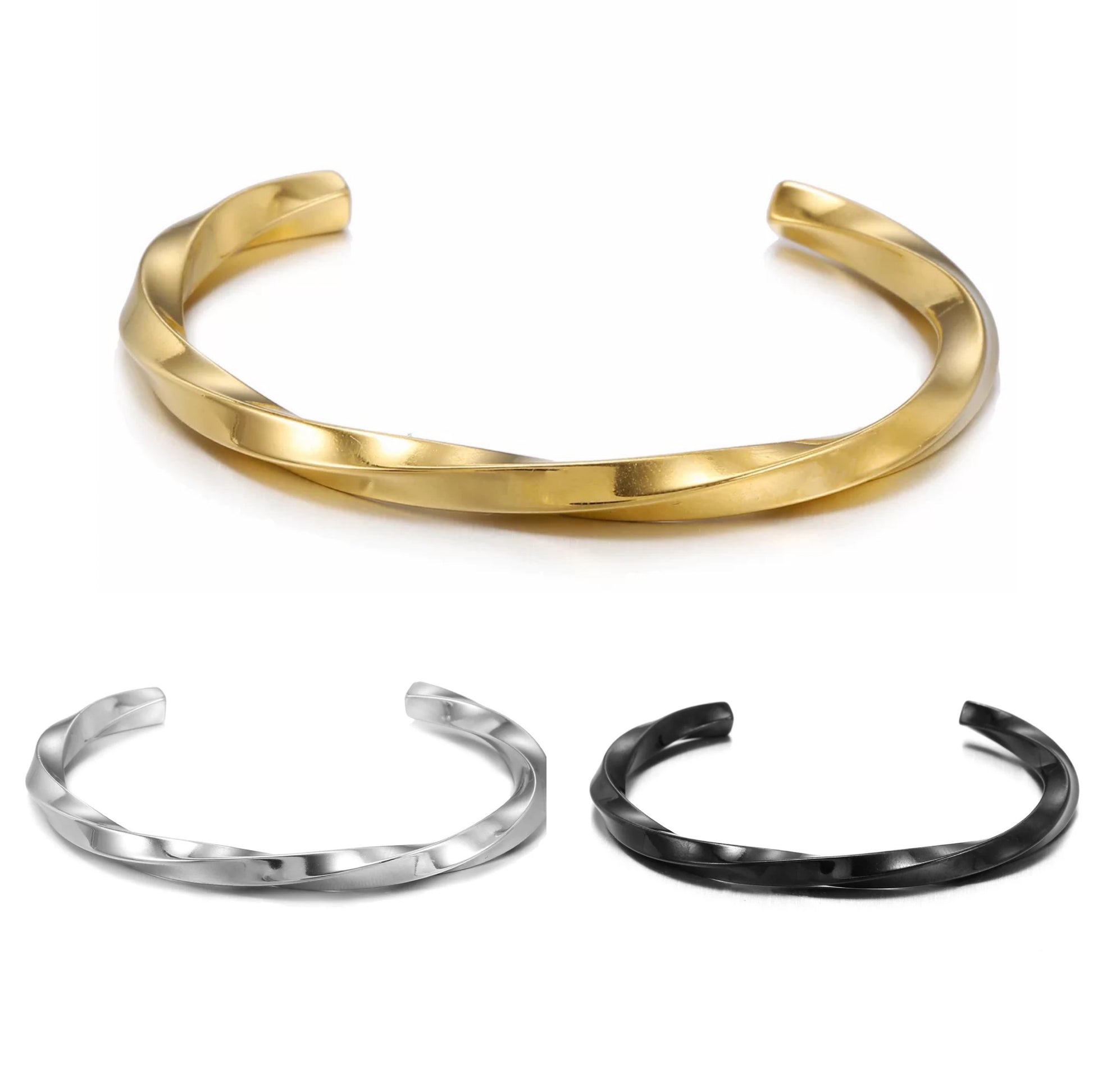 5pcs/lot Stainless Steel Twist Open Bangle for Women & Men Mix Colors Women & Men Bracelets Charms Beads Beyond