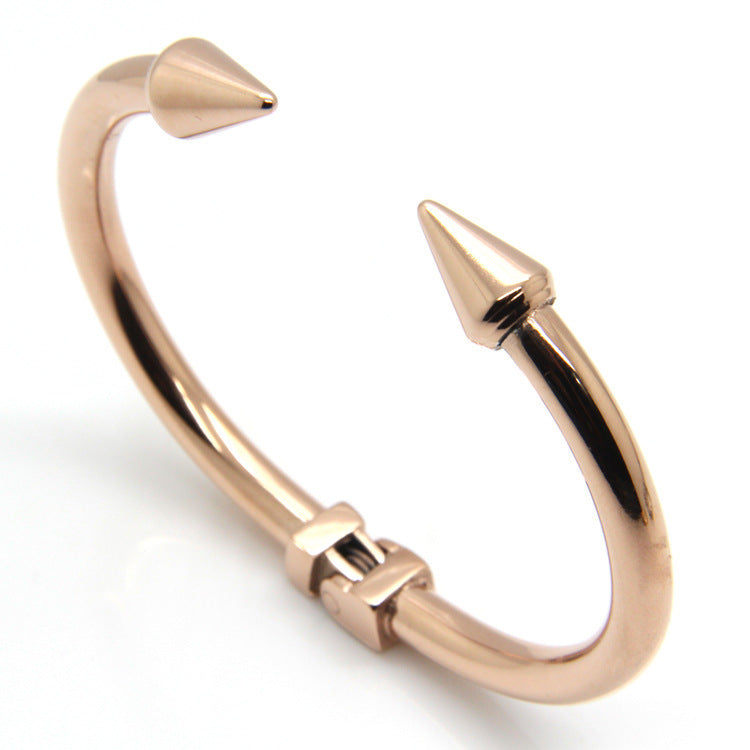 5pcs/lot Stainless Steel Double Nail Bangle for Women Rose Gold-5pcs Women Bracelets Charms Beads Beyond