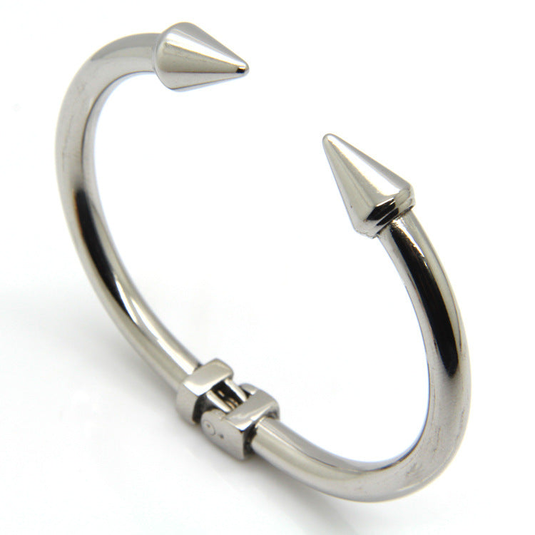 5pcs/lot Stainless Steel Double Nail Bangle for Women Silver-5pcs Women Bracelets Charms Beads Beyond