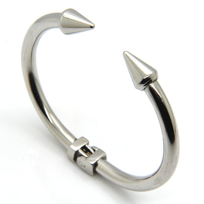 5pcs/lot Stainless Steel Double Nail Bangle for Women Silver-5pcs Women Bracelets Charms Beads Beyond