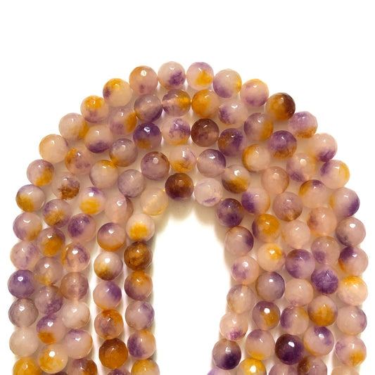 2 Strands/lot 10mm Purple Yellow Faceted Jade Stone Beads Stone Beads Faceted Jade Beads New Beads Arrivals Charms Beads Beyond